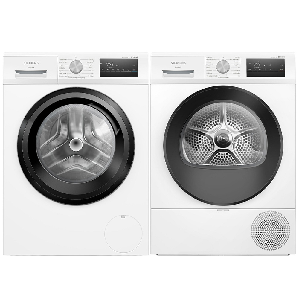 Tvättmaskin och Torktumlare Siemens iQ300 WM14N22EDN + WT45HV0EDN Energieffektiv Vit