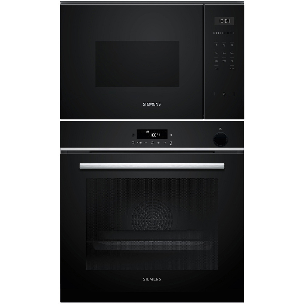 Ugn och Mikro Siemens iQ300 HR532GBS3 + iQ500 BF555LMB1 Med Ångfunktion och Air Fry