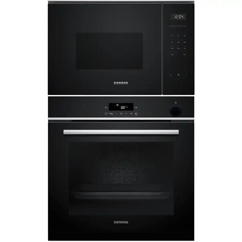 Ugn och Mikro Siemens iQ300 HR532GBS3 + iQ500 BF555LMB1 Med Ångfunktion och Air Fry