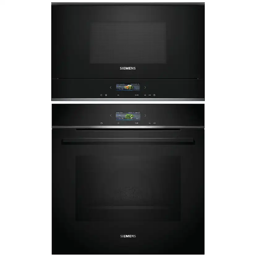 Ugn och Mikro Siemens iQ700 HB772A1B1 + BF722R1B1 Med Pyrolys Rengöring För Inbyggnad