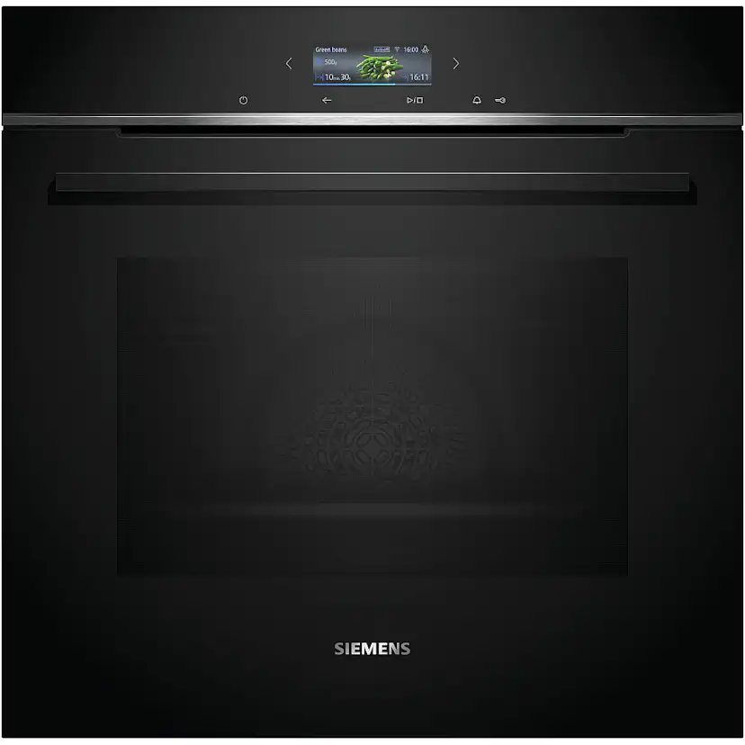 Ugn och Mikro Siemens iQ700 HB772A1B1 + BF722L1B1 Med Pyrolys och TouchControl Svart