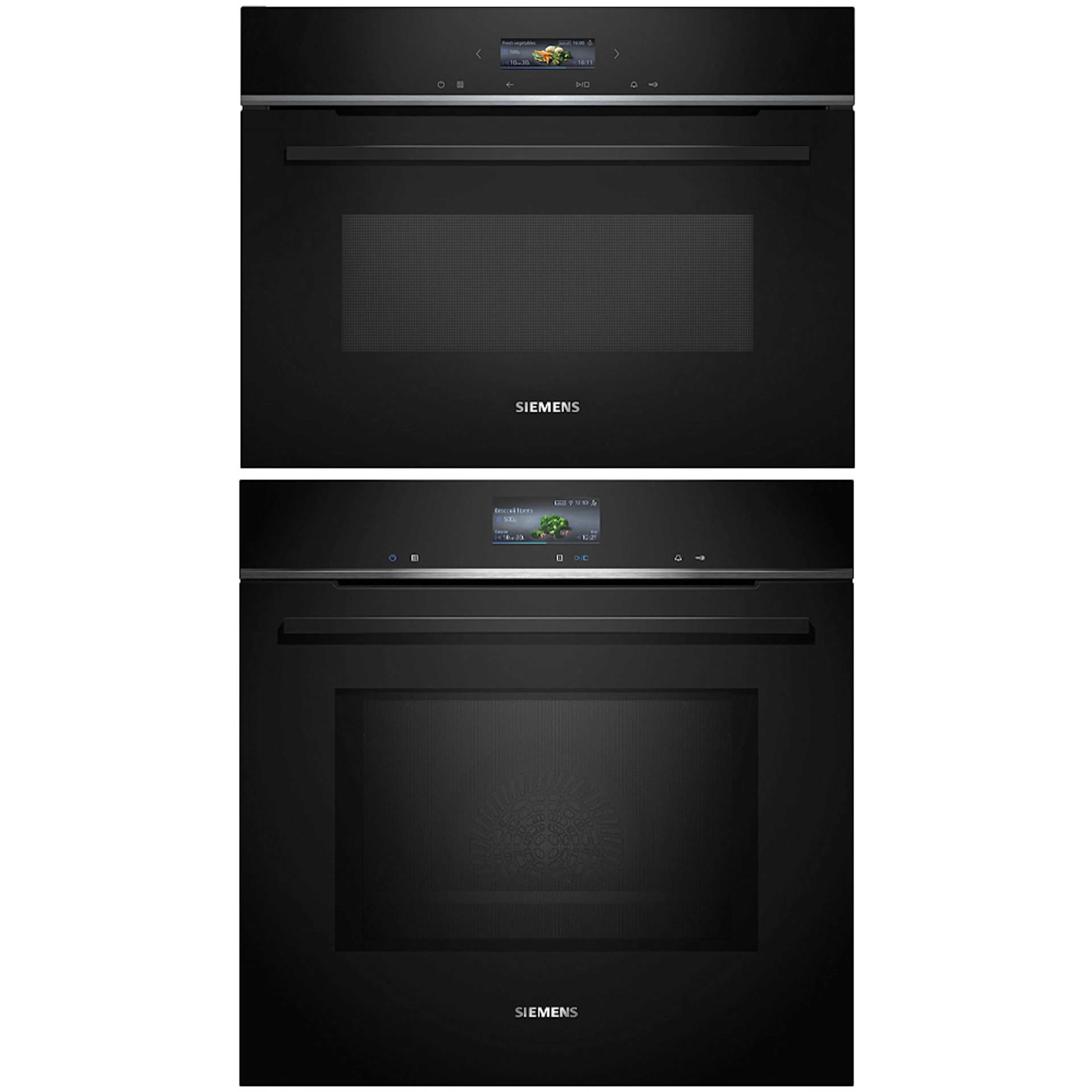 Ugn och Mikro Siemens iQ700 HM736G1B1 + CE732GXB1 Kombiugn Med Mikro För Inbyggnad Svart