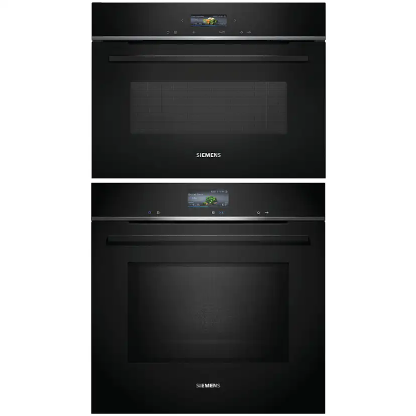 Ugn och Mikro Siemens iQ700 HM736G1B1 + CE732GXB1 Kombiugn Med Mikro För Inbyggnad Svart