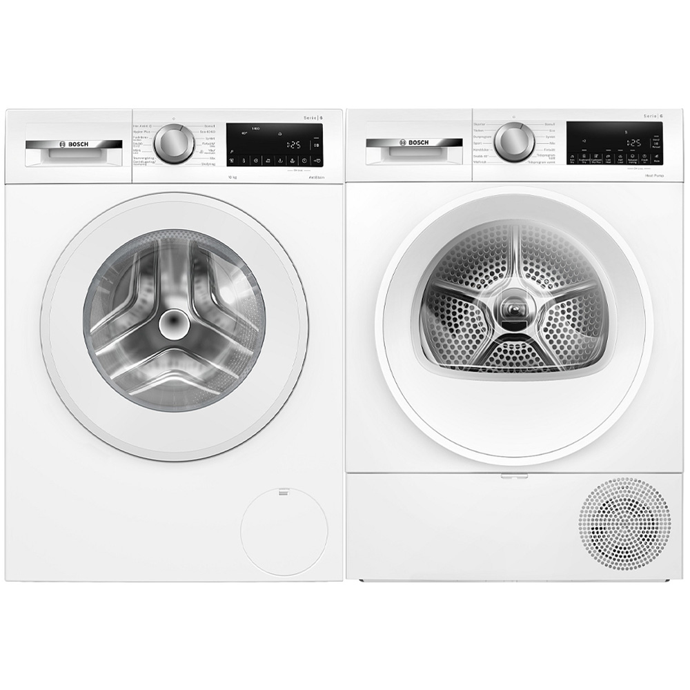 Tvättmaskin och Torktumlare BOSCH Serie 6 WGG254ZASN + WQG2420ASN Vit