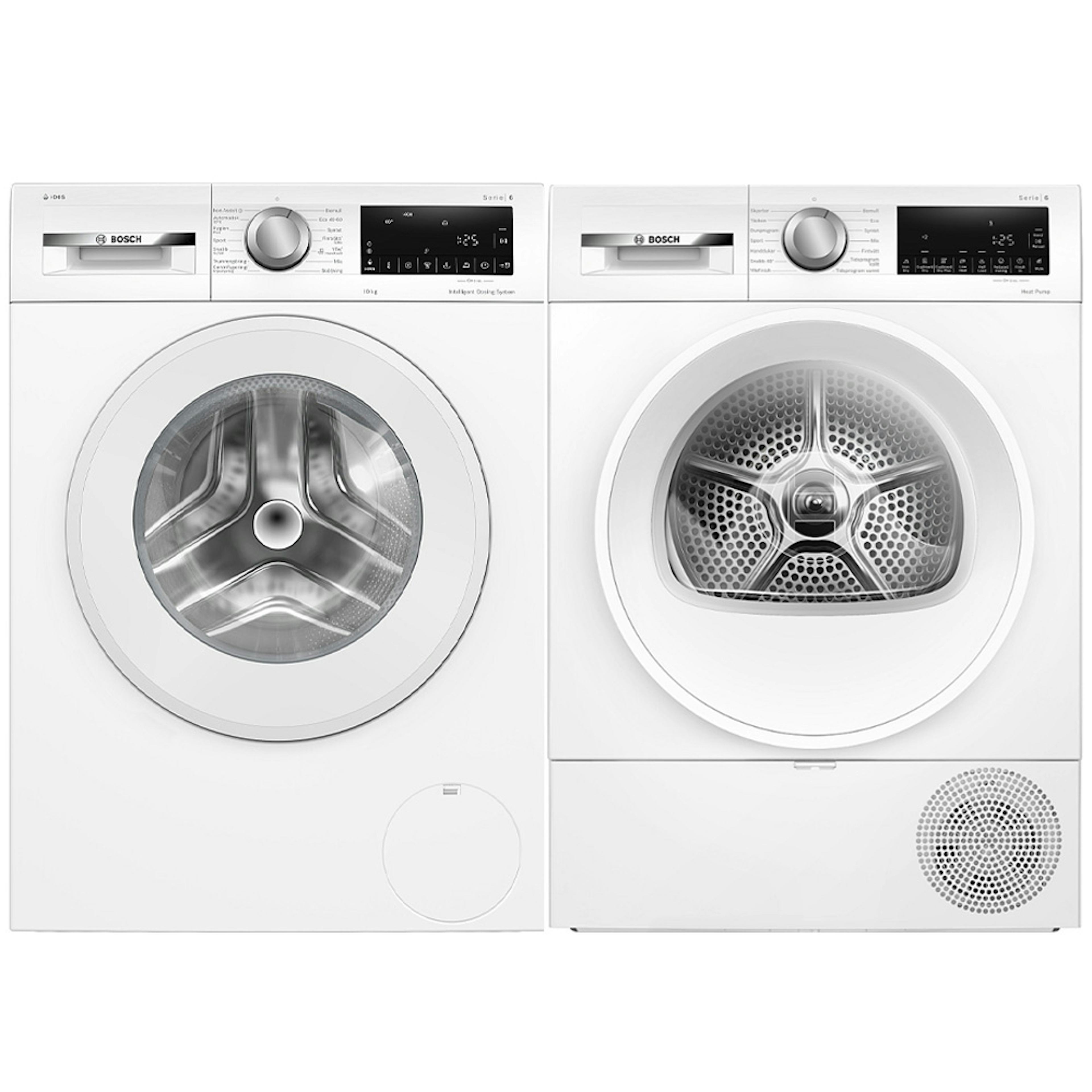 Tvättmaskin och Torktumlare Bosch WGG254FLSN + WQG2420ASN Serie 6 Vit