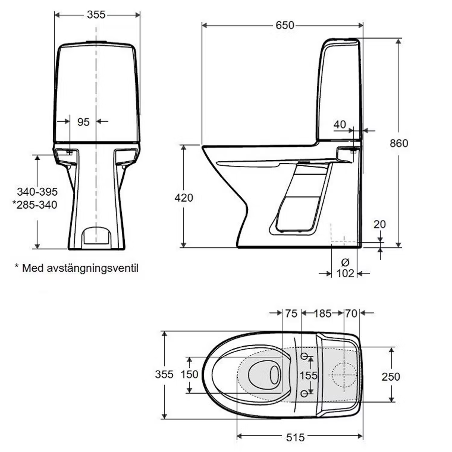 Toalettstol Ifö Spira 6260 Rimfree med WC-Lim