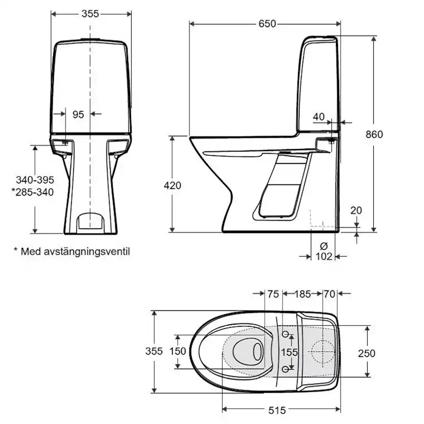 Toalettstol Ifö Spira 6260 Rimfree med WC-Lim