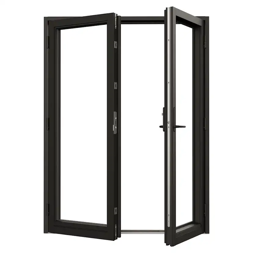 Parfönsterdörr NorDan Svanenmärkt NTech Helglasad Aluminium BlackLine Svart