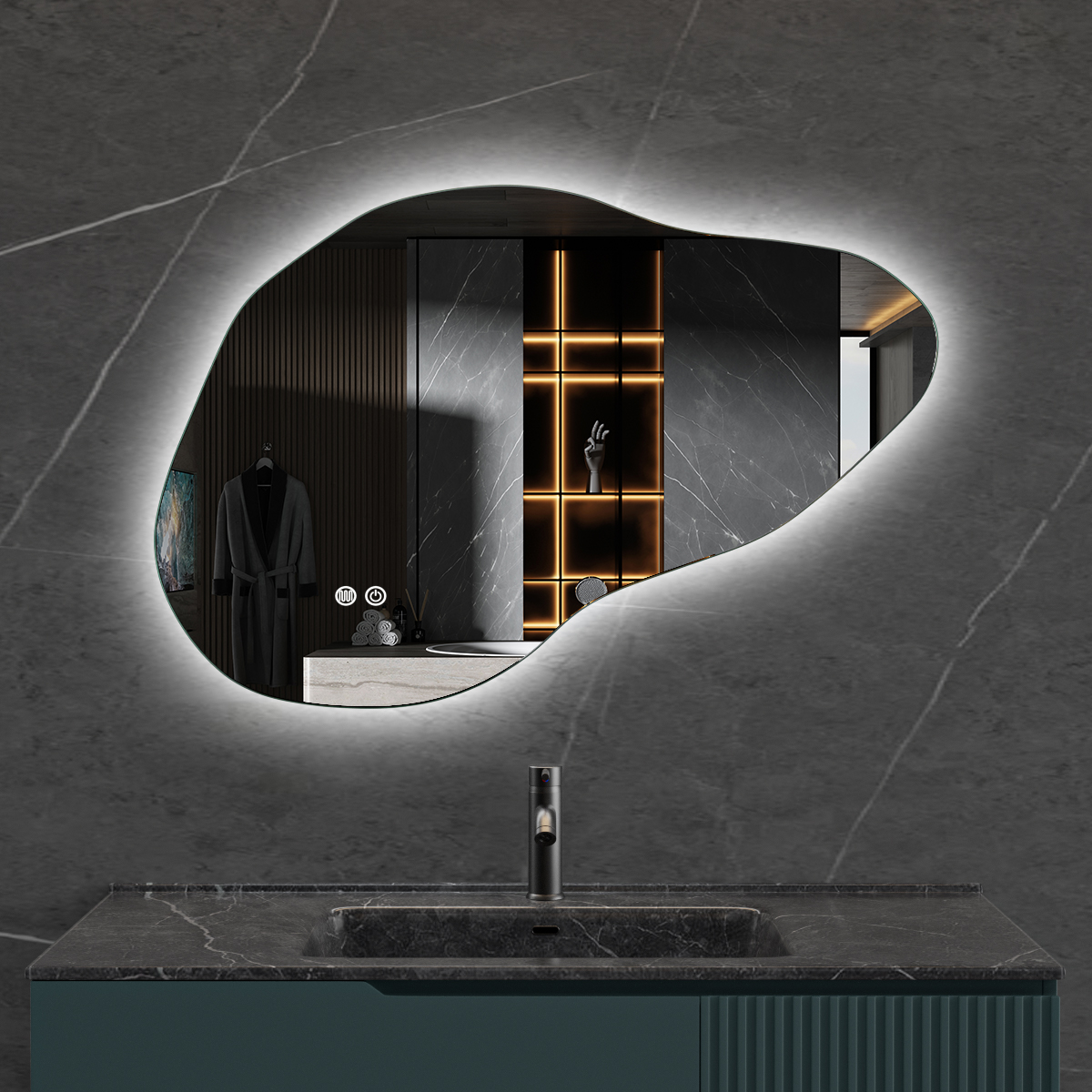 Badrumsspegel Lyfco med LED-Belysning 100x65 cm