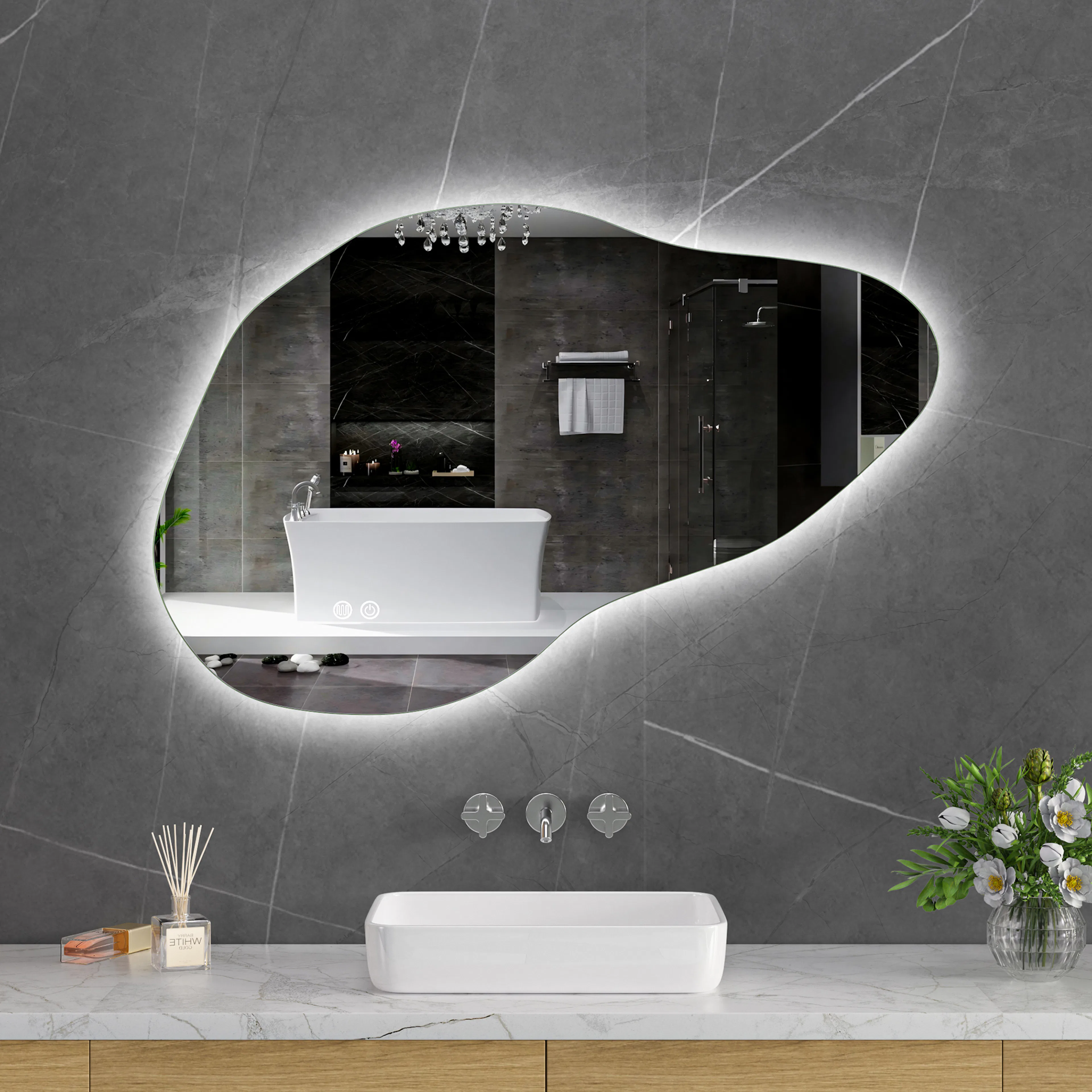 Badrumsspegel Lyfco med LED-Belysning 100x65 cm