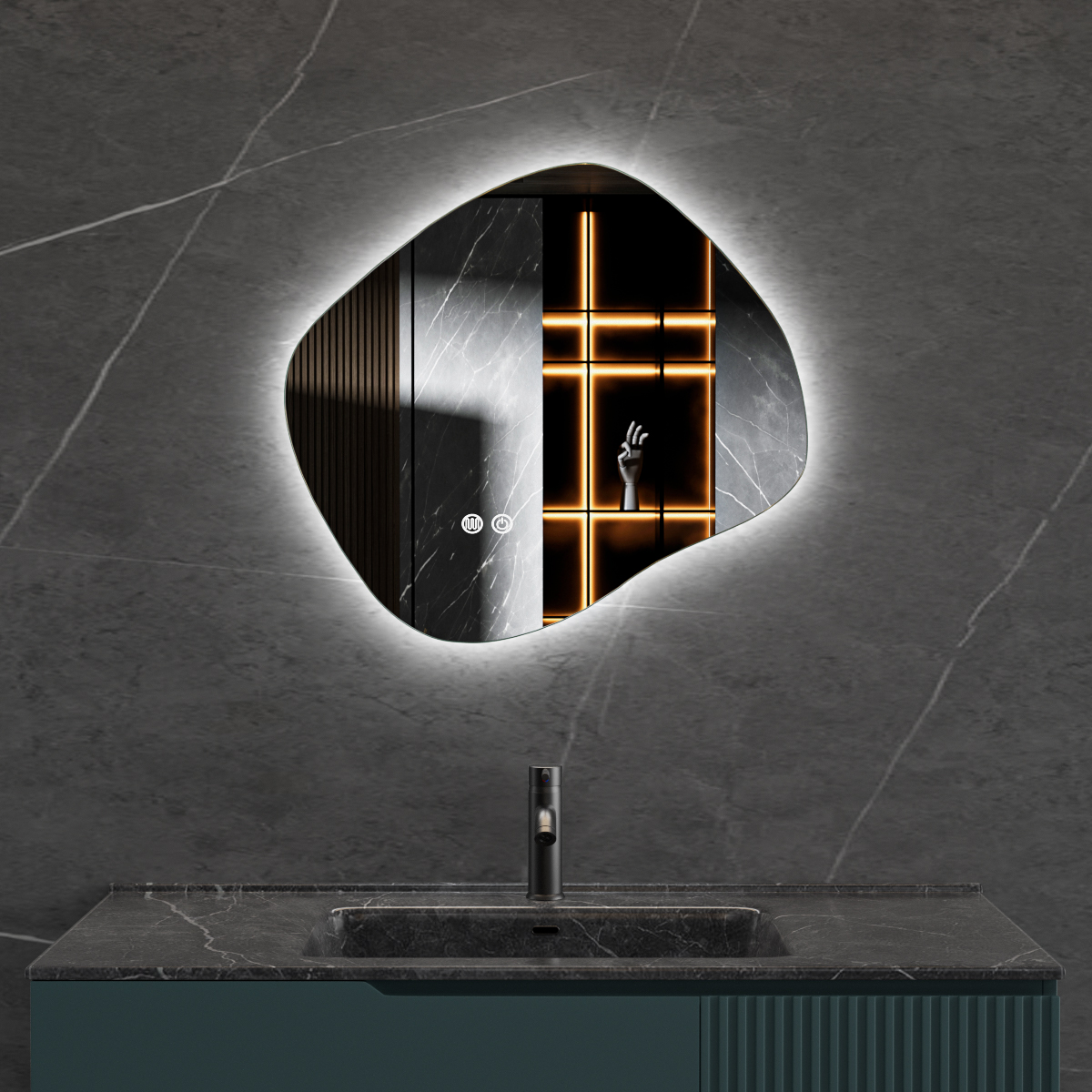 Badrumsspegel Lyfco med LED-Belysning 80x72 cm