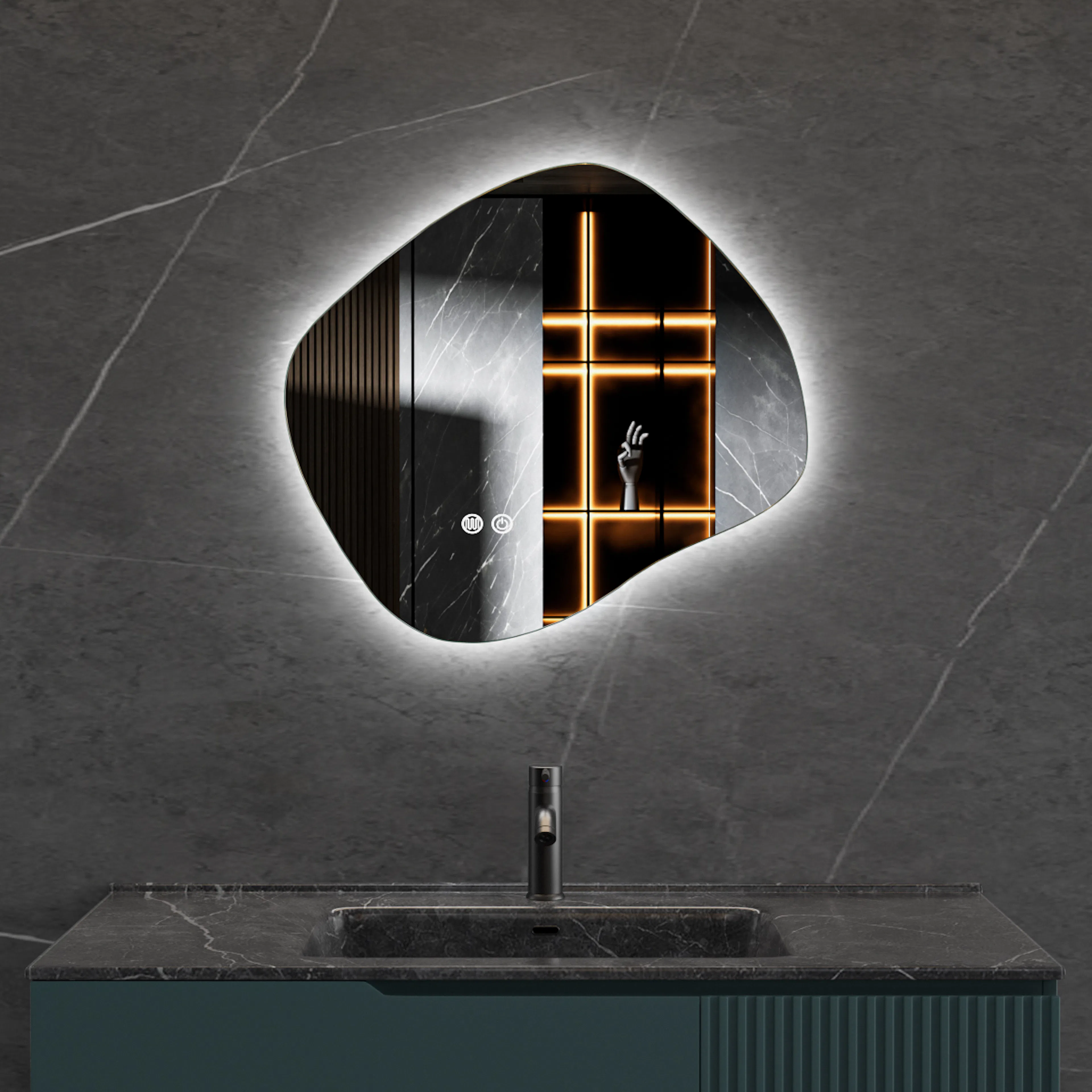 Badrumsspegel Lyfco med LED-Belysning 80x72 cm