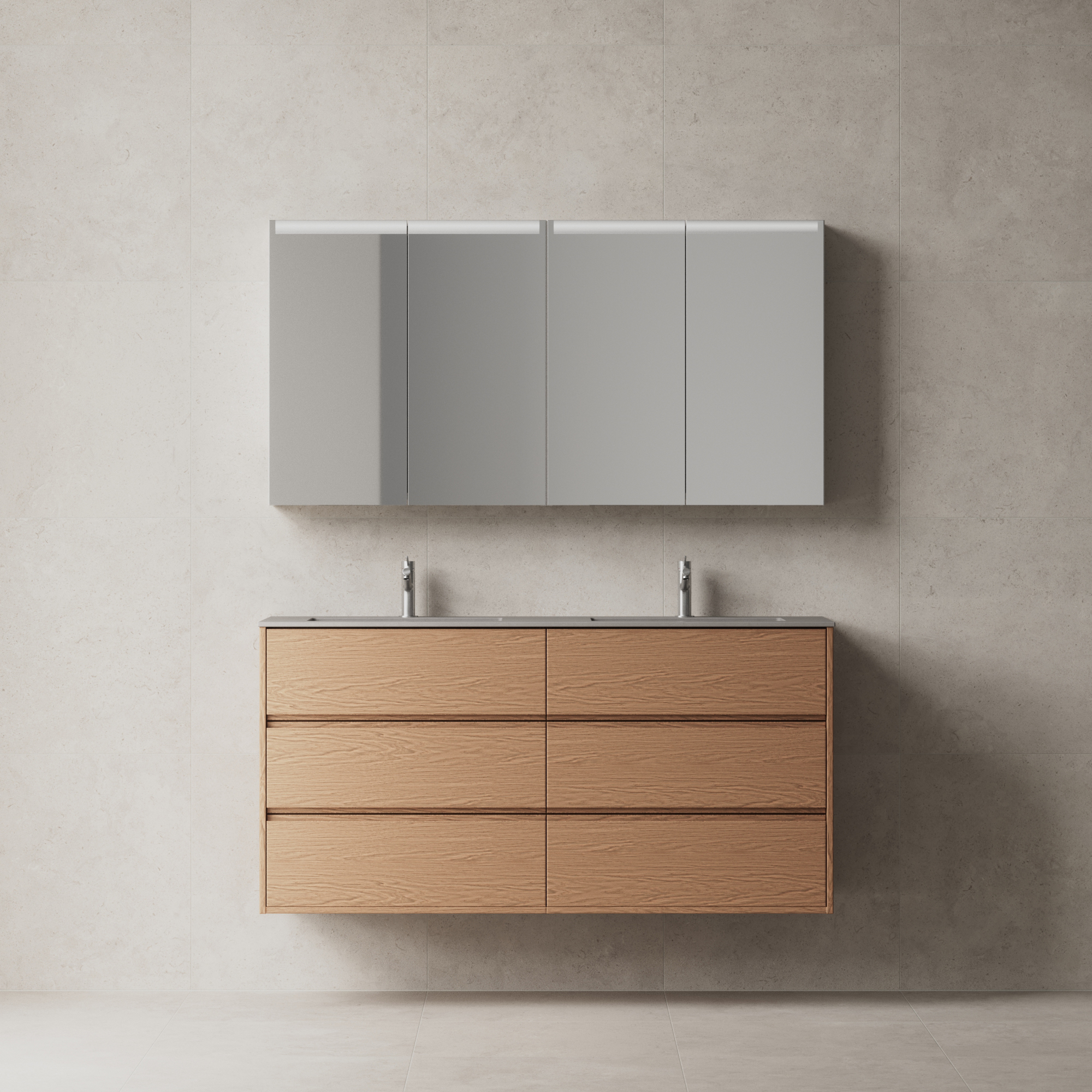 Tvättställsskåp INR Terra Grip Dubbel med 6 Lådor