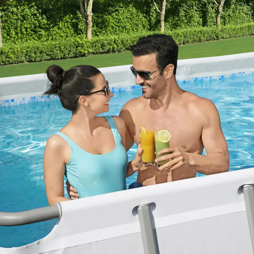 Poolpaket Bestway Power Steel 6,4 x 2,74 m Stålramspool Ovanmark med Filterpump