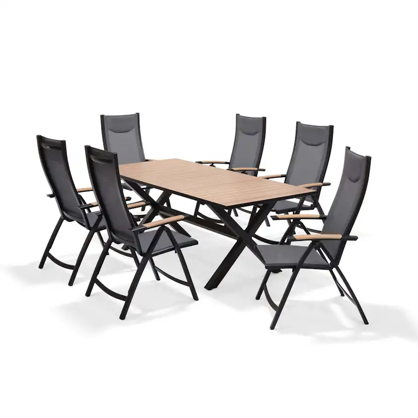 Matgrupp Utomhus LifestyleGarden Panama 200 cm 6 positionsstolar