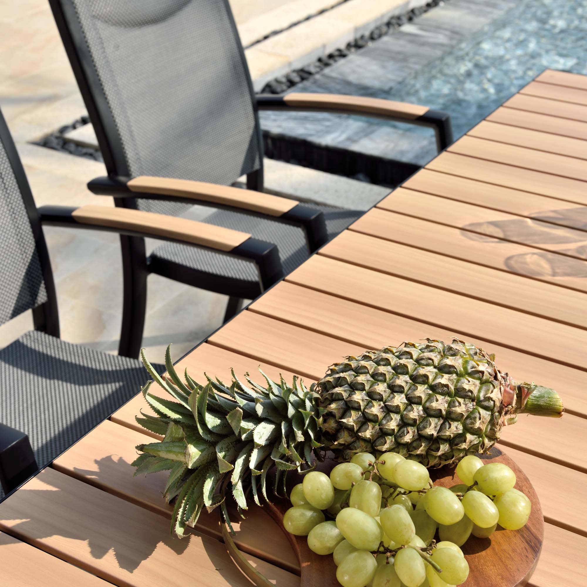 Matgrupp Utomhus LifestyleGarden Panama 200 cm 6 stapelbara karmstolar