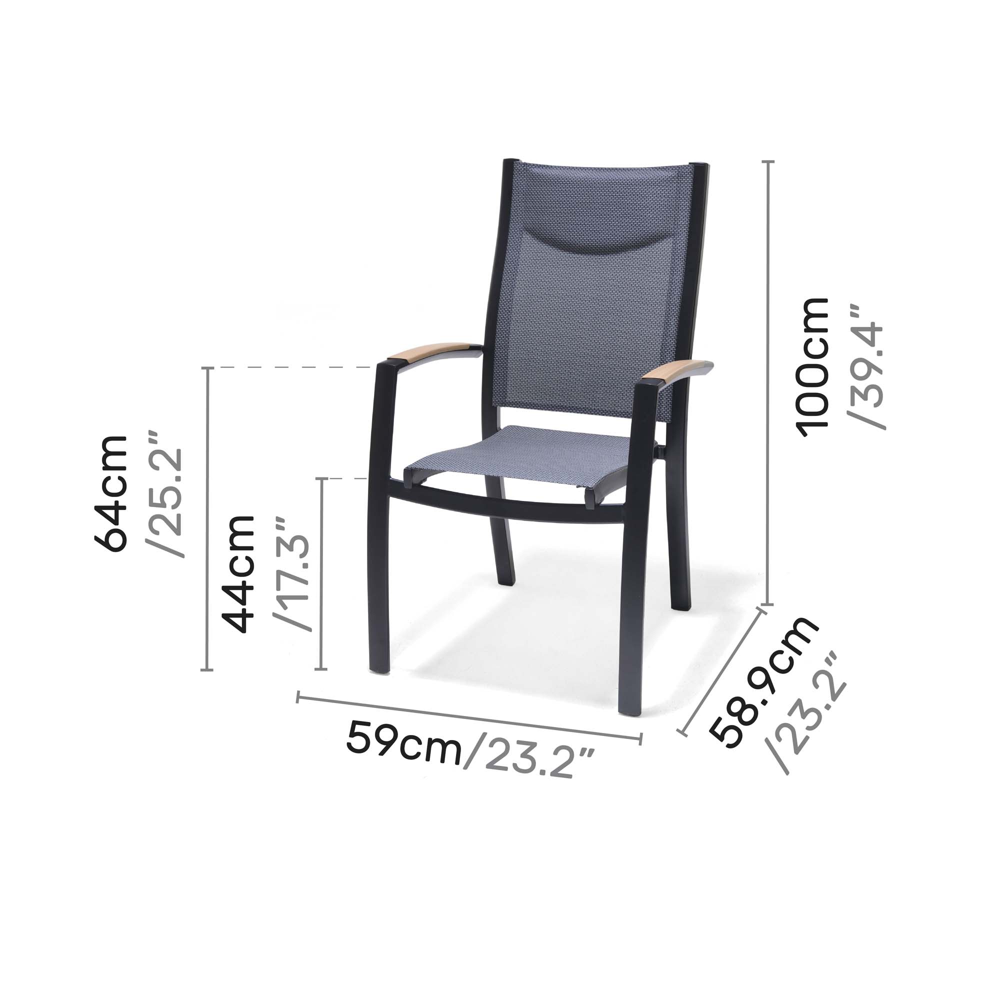 Matgrupp Utomhus LifestyleGarden Panama 200 cm 6 stapelbara karmstolar