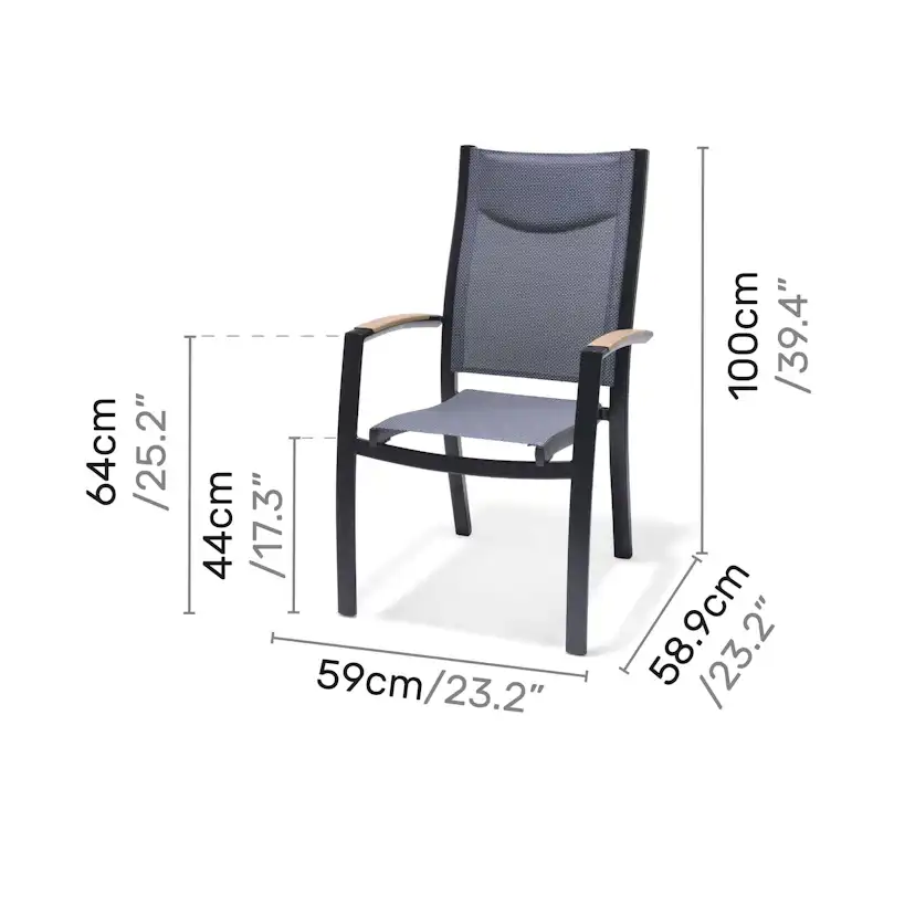 Matgrupp Utomhus LifestyleGarden Panama 200 cm 6 stapelbara karmstolar