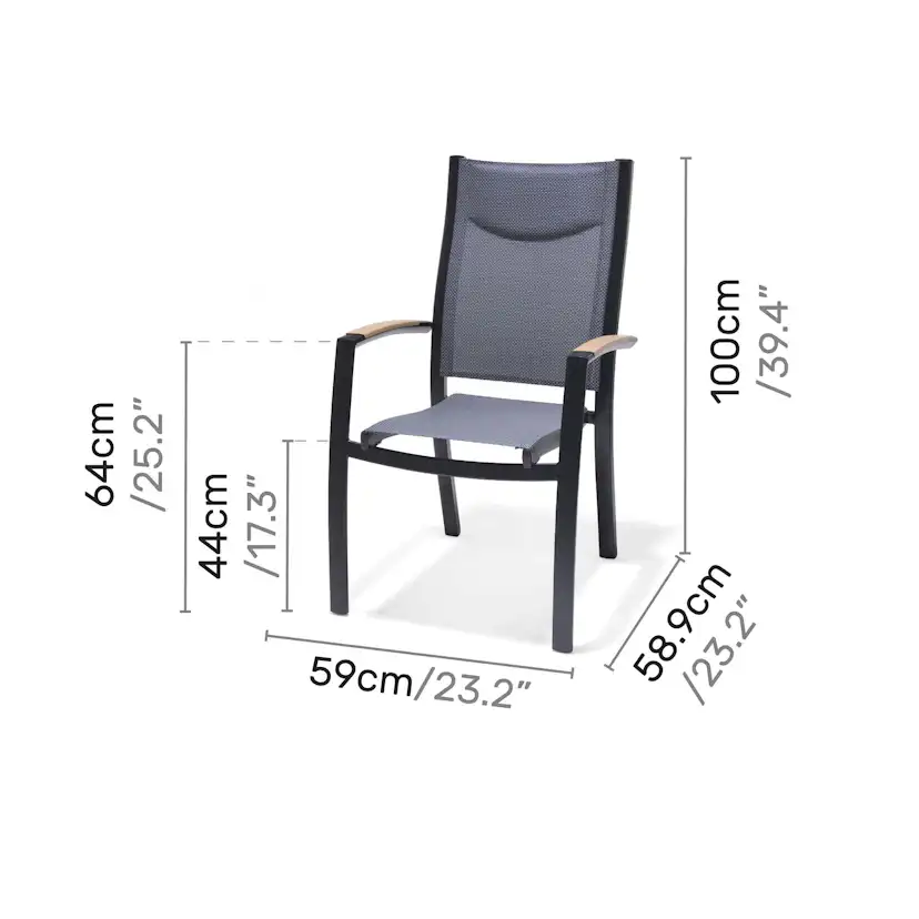 Matgrupp Utomhus LifestyleGarden Panama 200 cm 6 stapelbara karmstolar + 2 positionsstolar