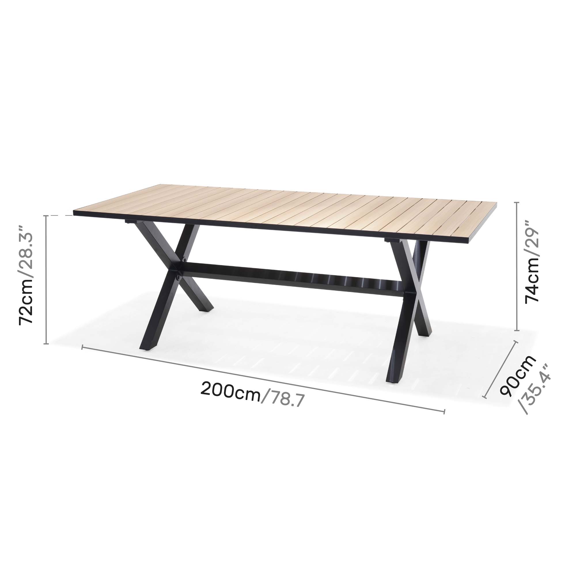 Matgrupp Utomhus LifestyleGarden Panama 200 cm 6 stapelbara karmstolar + 2 positionsstolar