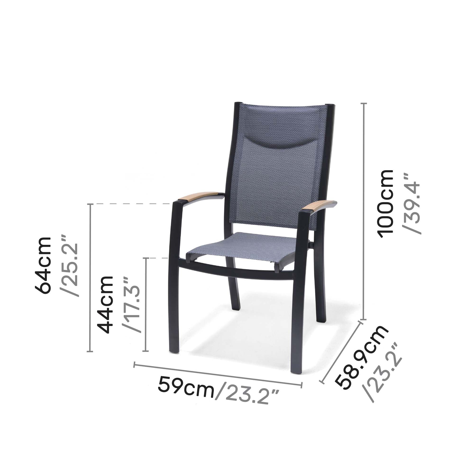 Caféset LifestyleGarden Panama 2x stapelbara karmstolar & bistrobord