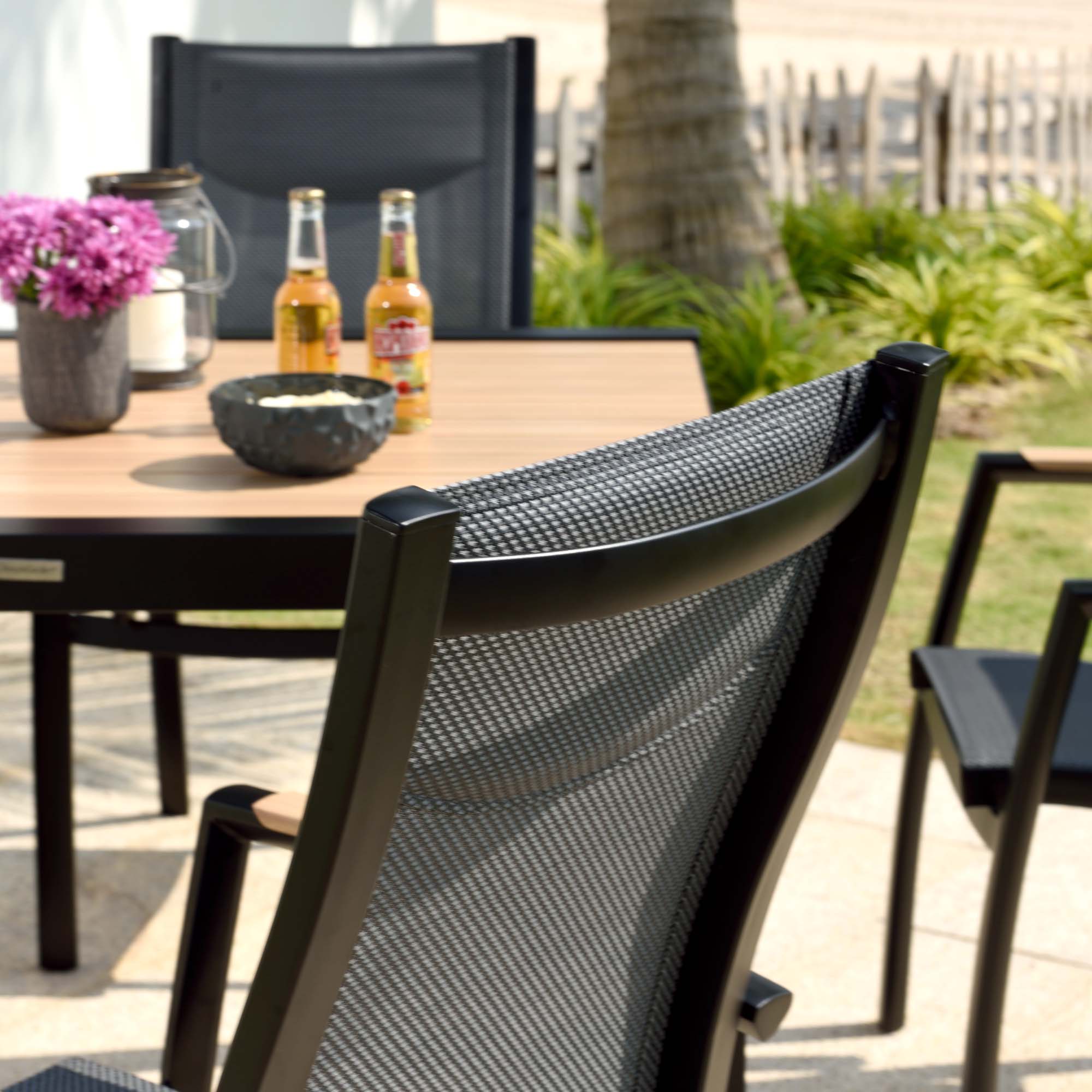 Matgrupp Utomhus LifestyleGarden Panama 90 cm 4 stapelbara karmstolar