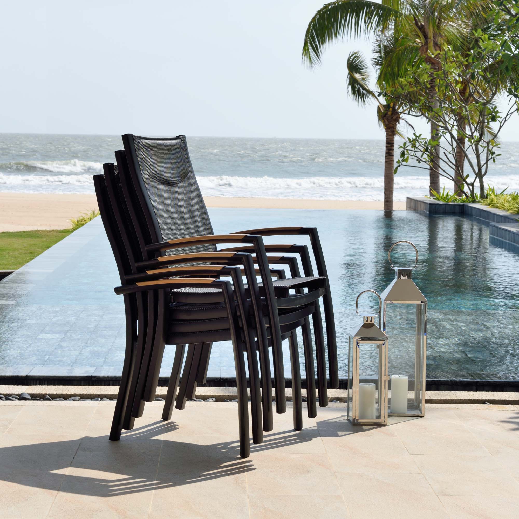 Karmstol för utomhusbruk LifestyleGarden Panama stapelbar 4-pack