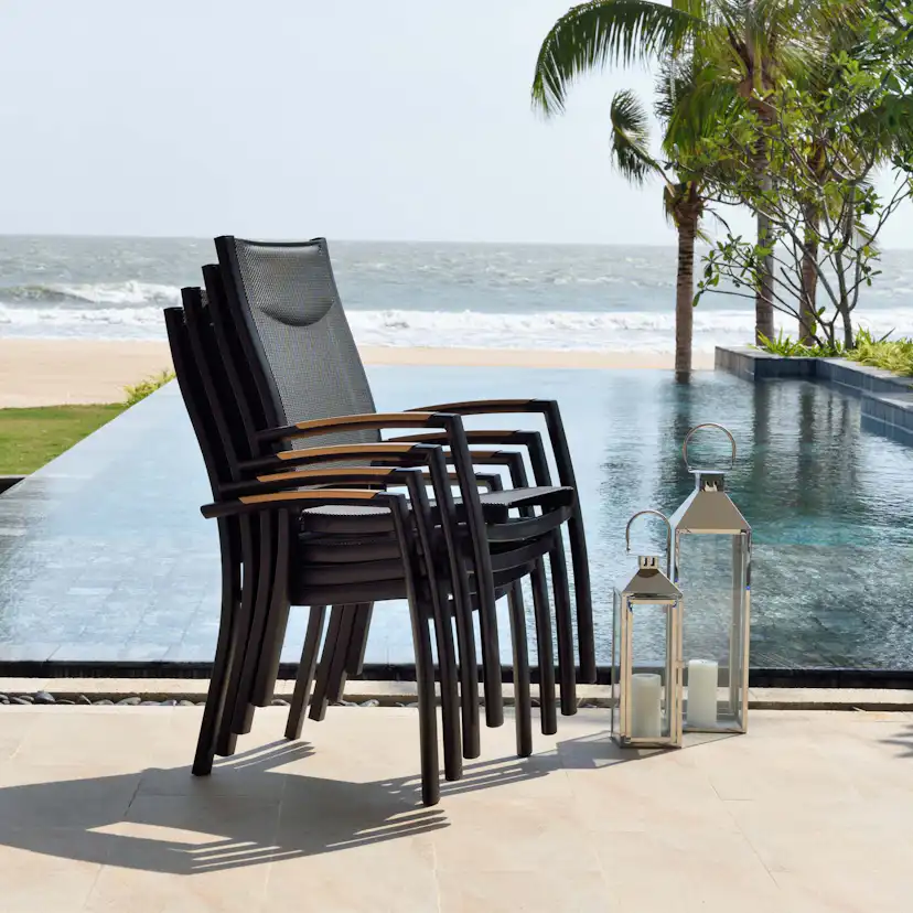 Karmstol för utomhusbruk LifestyleGarden Panama stapelbar 4-pack