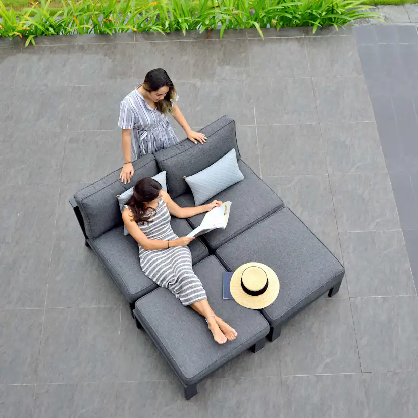 Loungegrupp LifestyleGarden PALAU 2x sidostolar + 2x fotpallar + sidobord 60 cm