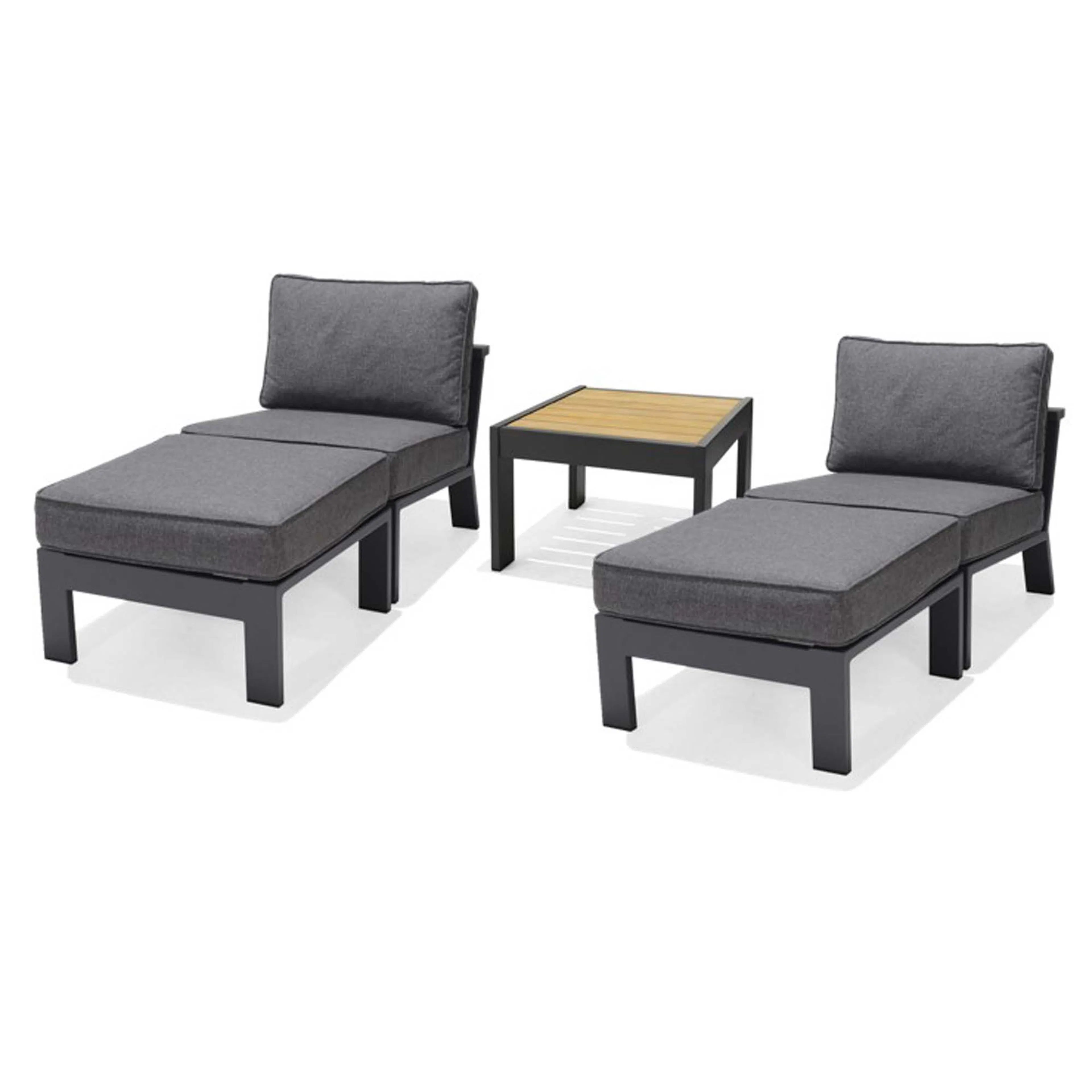 Loungegrupp LifestyleGarden PALAU 2x sidostolar + 2x fotpallar + sidobord 60 cm