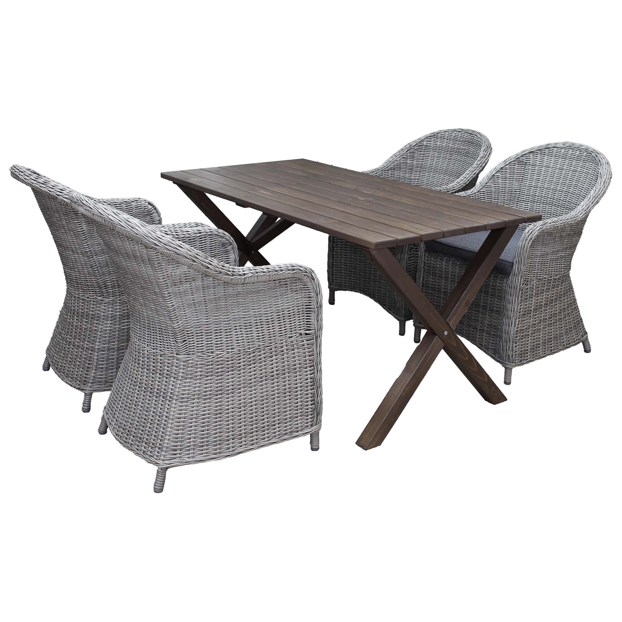 Matgrupp Utomhus Baltic Garden 150 cm bord & 4 Belize grå stolar