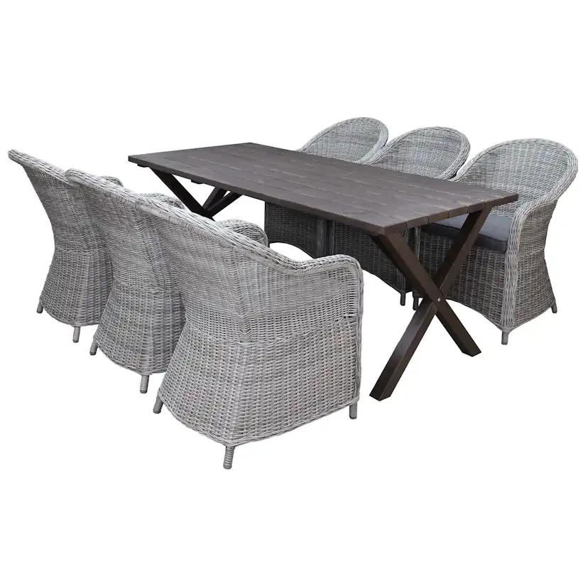 Matgrupp Utomhus Baltic Garden 190 cm bord & 6 Belize grå stolar