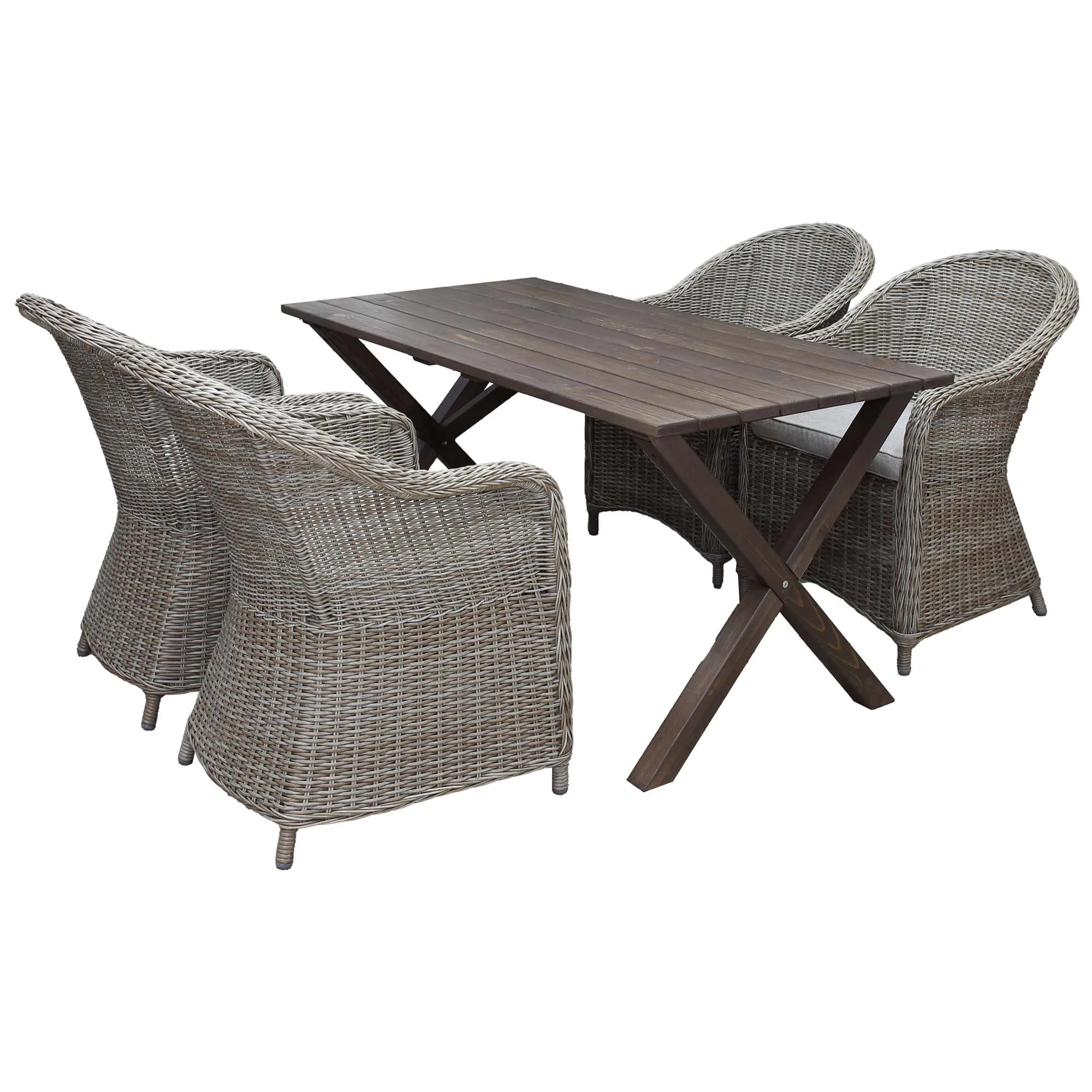 Matgrupp Utomhus Baltic Garden 150 cm bord & 4 Belize naturfärgade stolar