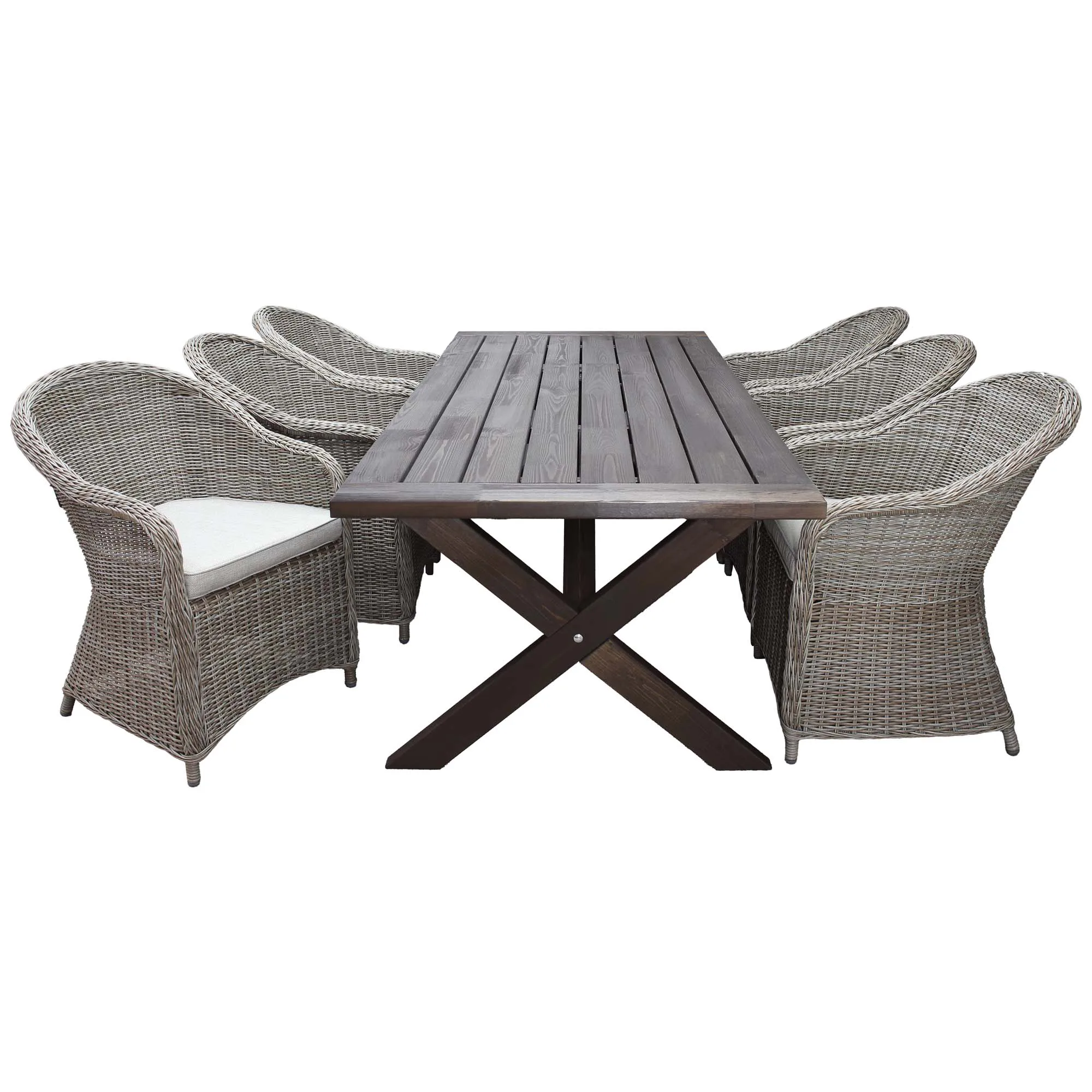 Matgrupp Utomhus Baltic Garden 220 cm bord & 6 Belize naturfärgade stolar