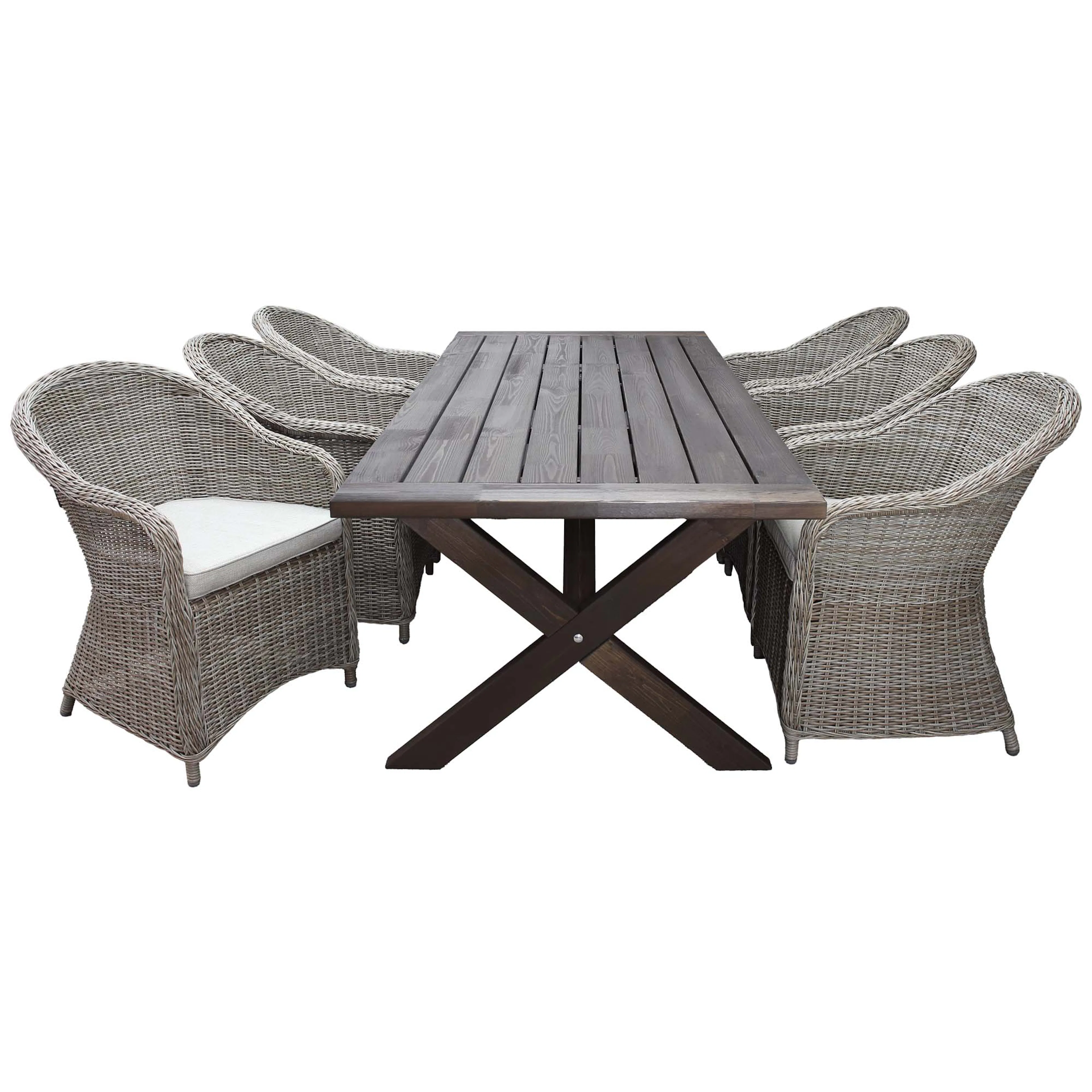 Matgrupp Utomhus Baltic Garden 220 cm bord & 6 Belize naturfärgade stolar