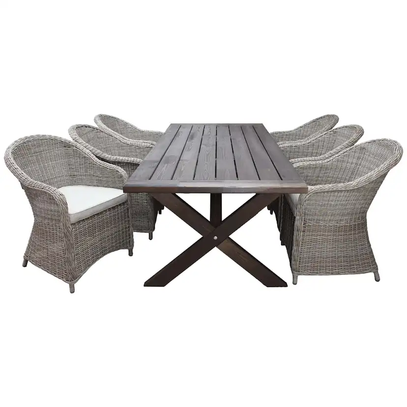 Matgrupp Utomhus Baltic Garden 220 cm bord & 6 Belize naturfärgade stolar