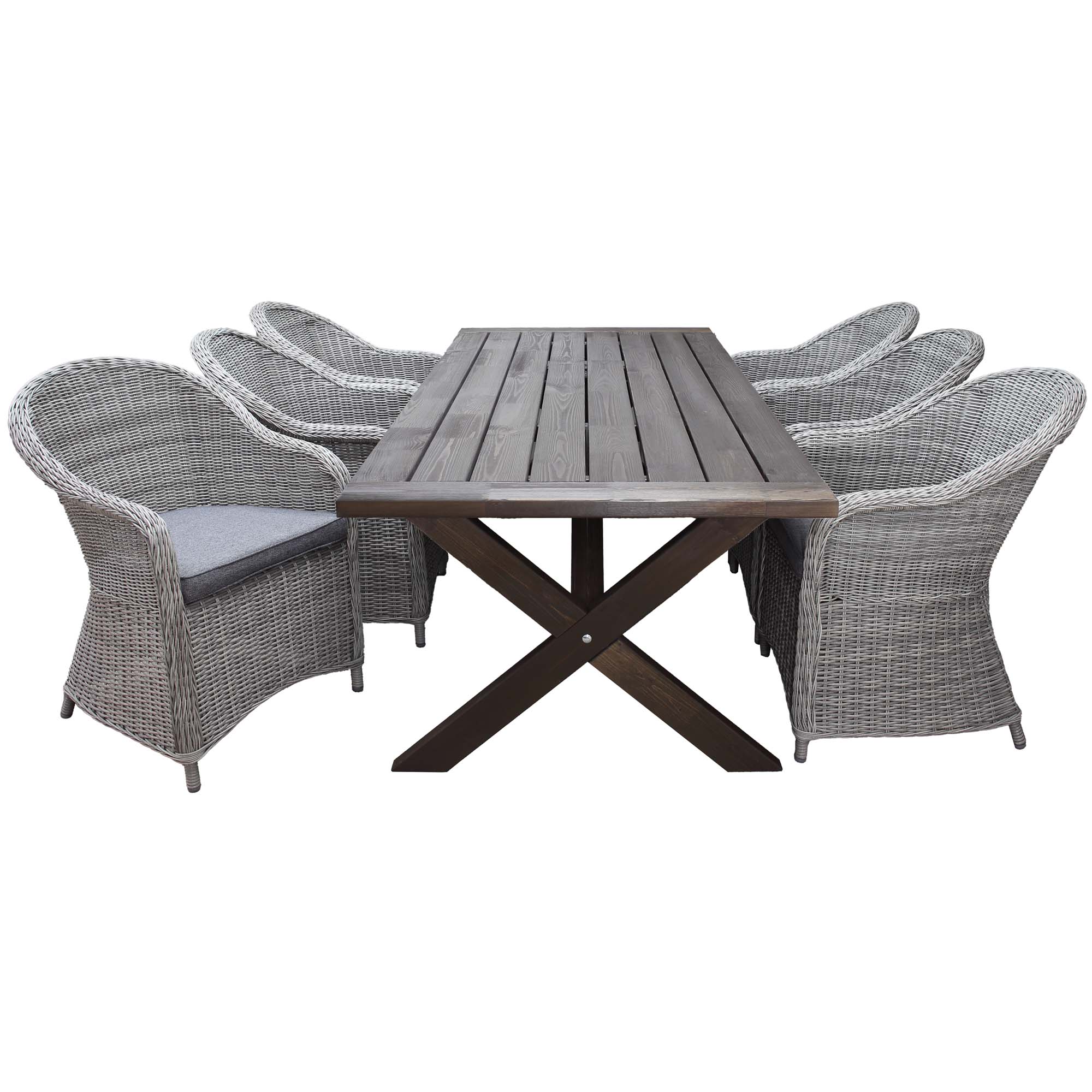 Matgrupp Utomhus Baltic Garden 220 cm bord och 6 Belize grå stolar