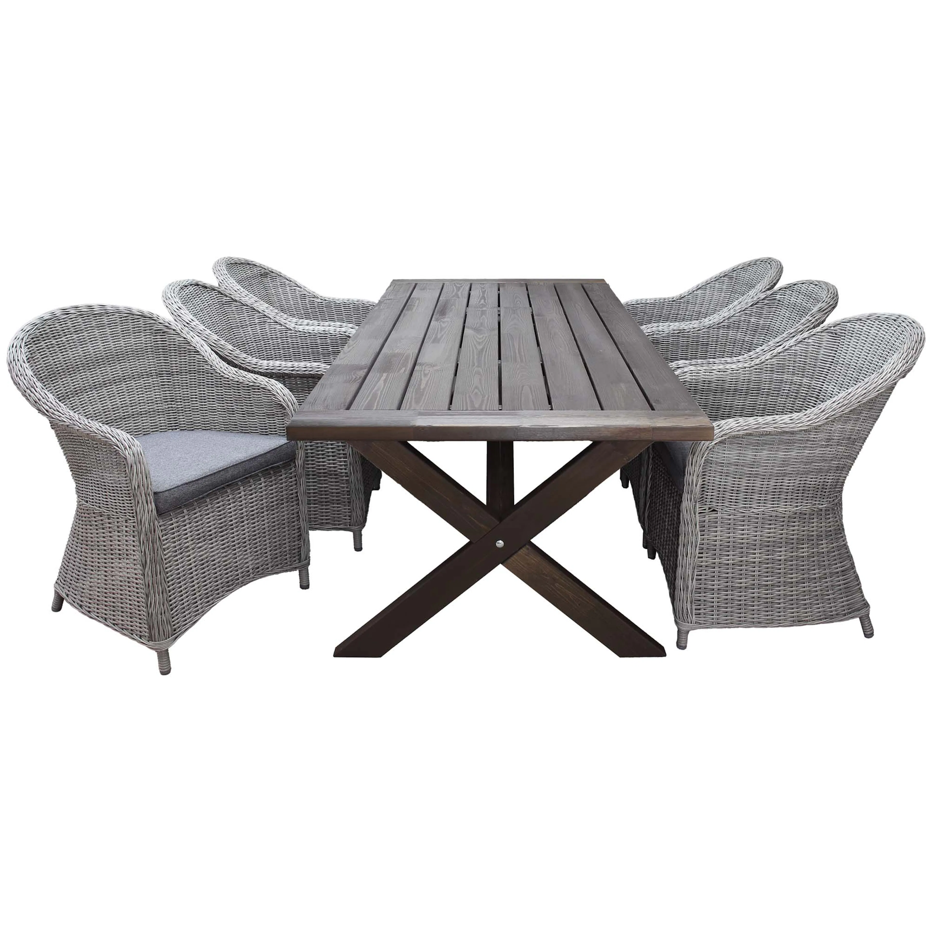 Matgrupp Utomhus Baltic Garden 220 cm bord och 6 Belize grå stolar