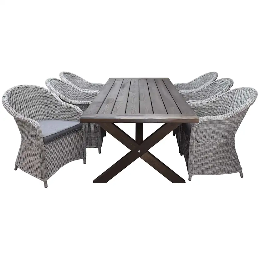 Matgrupp Utomhus Baltic Garden 220 cm bord och 6 Belize grå stolar