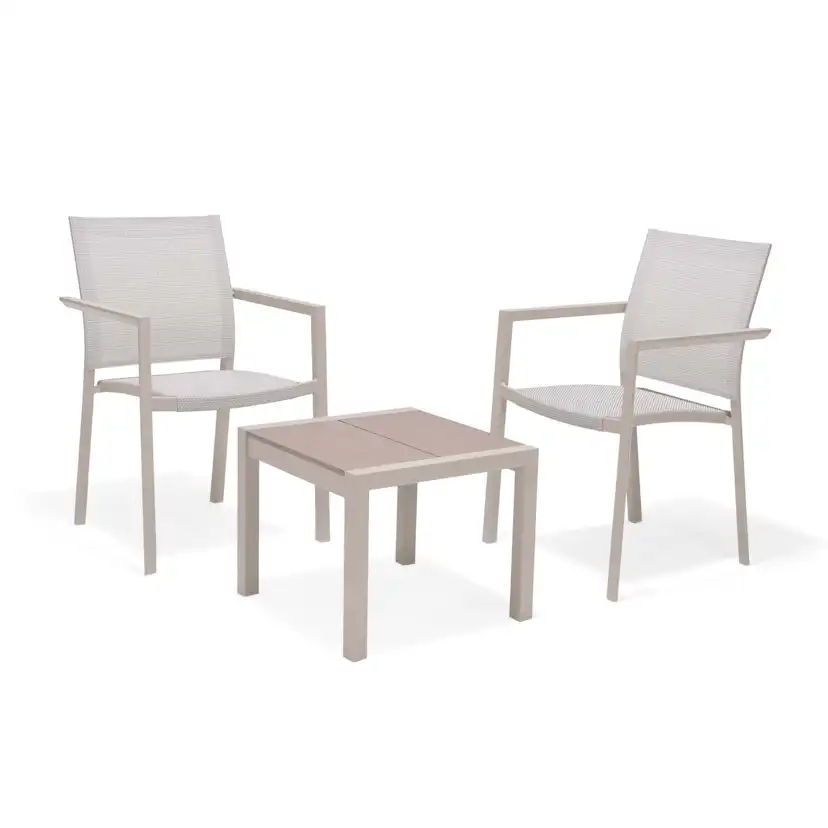 Caféset LifestyleGarden Urbanite sidobord 50 + 2 carverstolar