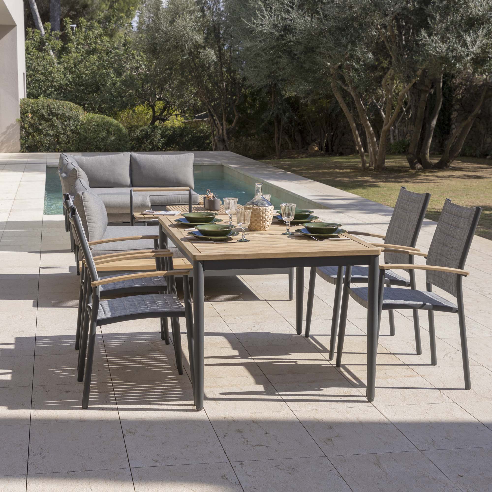 Matgrupp Utomhus LifestyleGarden TOPAZ 144 cm 4 karmstolar