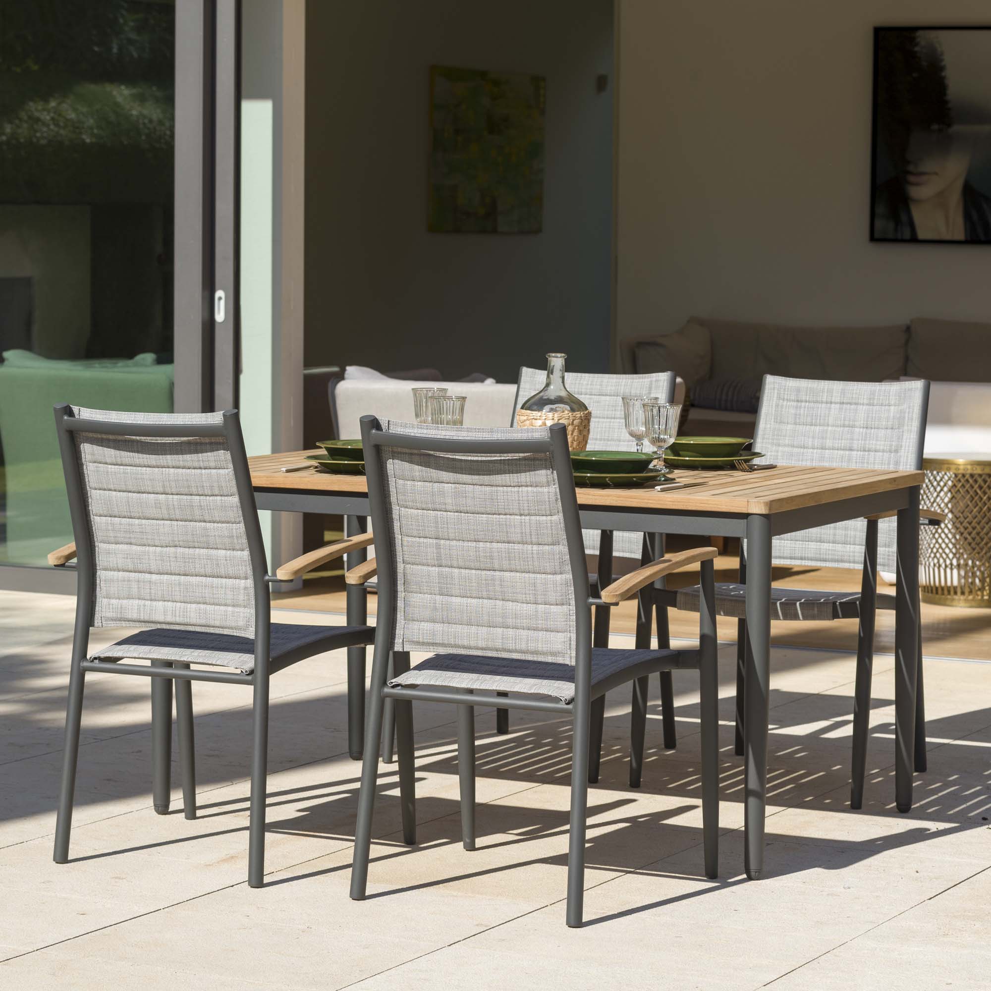 Matgrupp Utomhus LifestyleGarden TOPAZ 144 cm 4 karmstolar