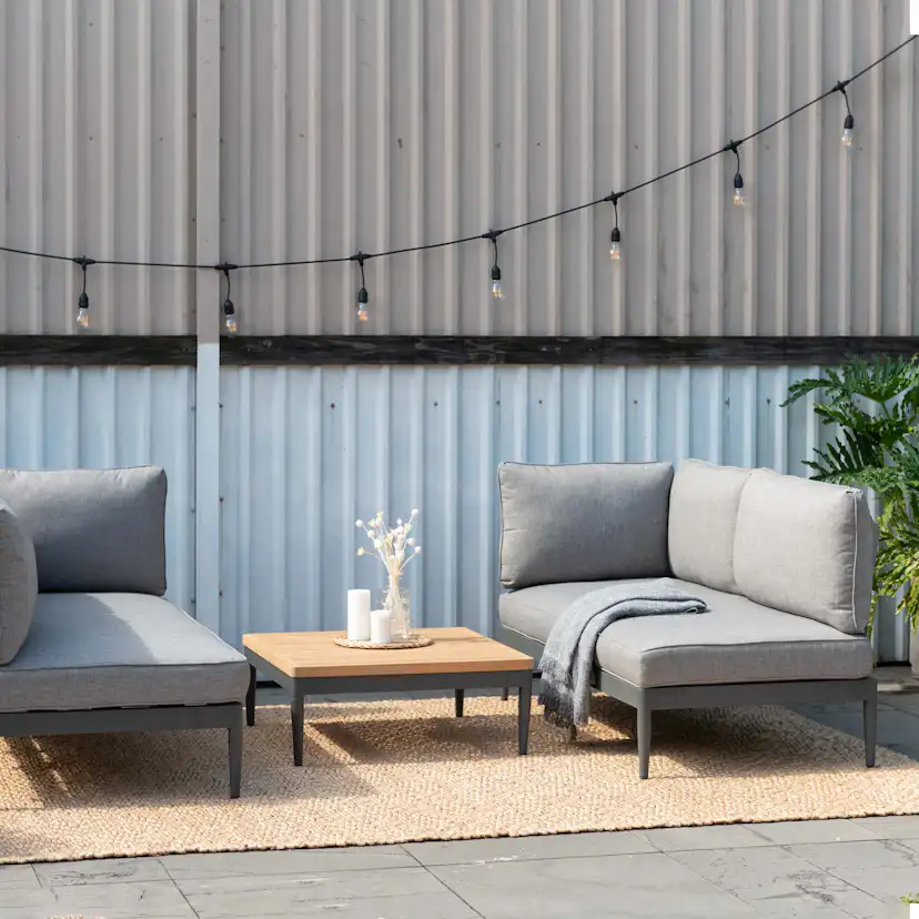 Loungegrupp LifestyleGarden TOPAZ vänster/höger 2-sitssoffa x 2 + soffbord 73 cm