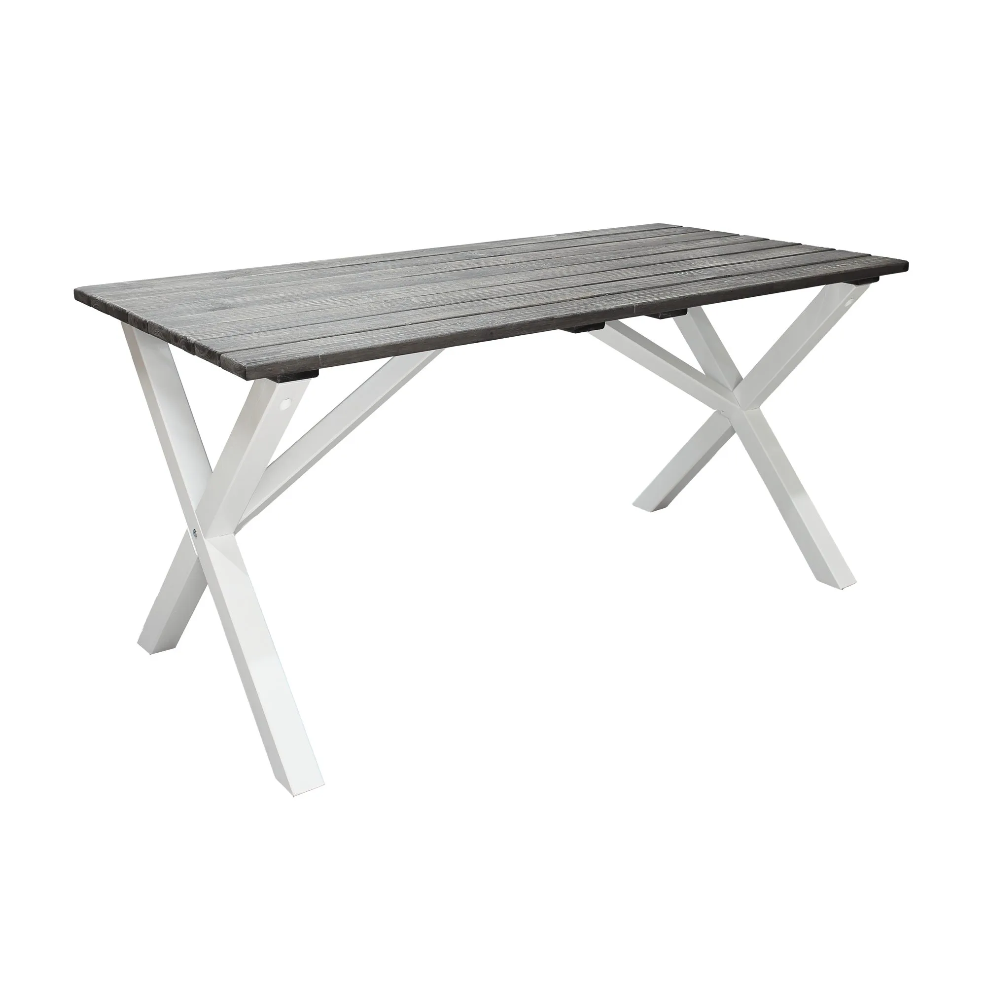 Trädgårdsbord Baltic Garden Scottsdale rektangulär Shabby Chic grå med vita ben, 150 cm