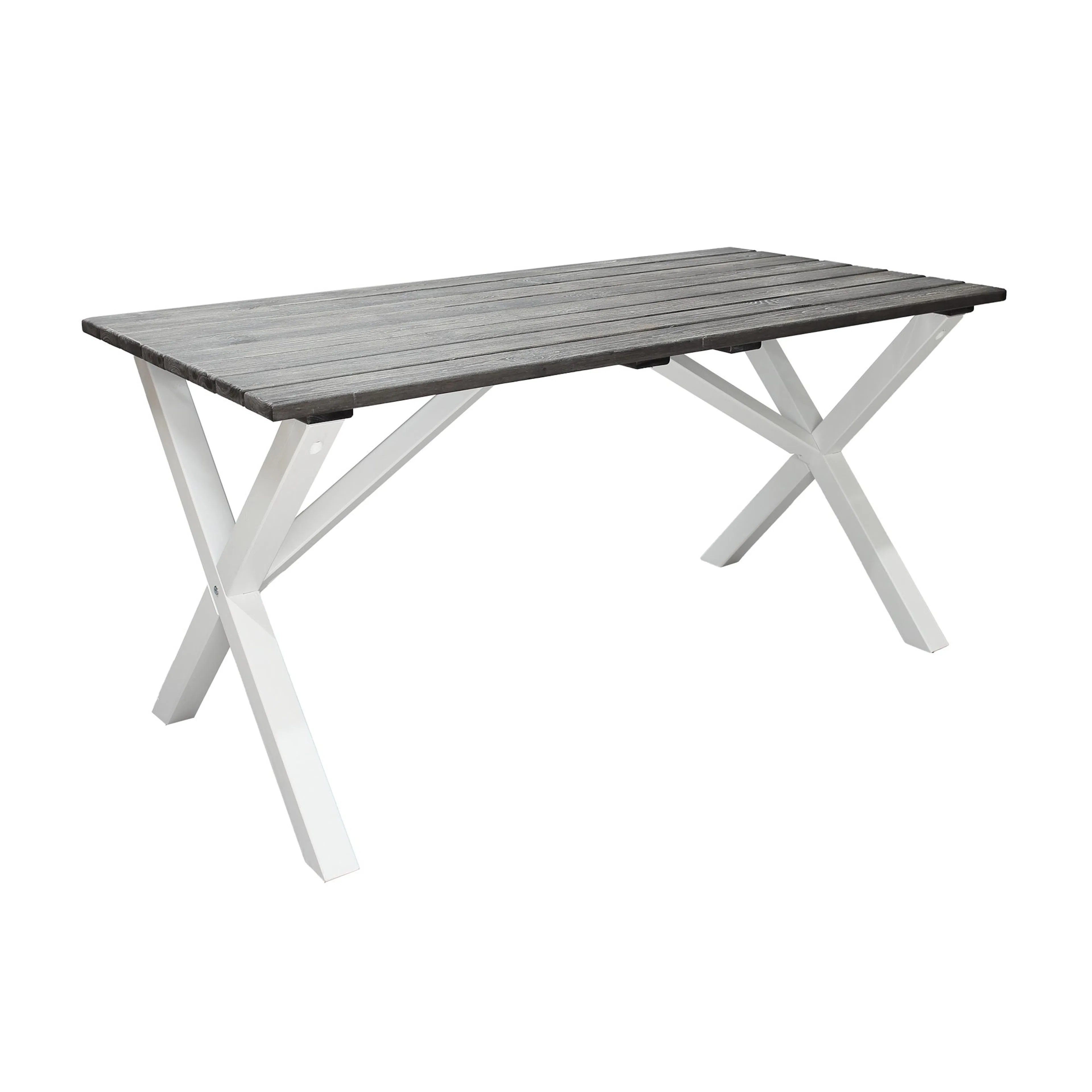 Trädgårdsbord Baltic Garden Scottsdale rektangulär Shabby Chic grå med vita ben, 150 cm
