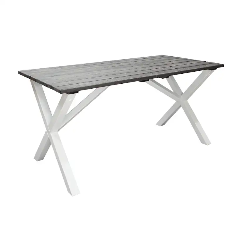 Trädgårdsbord Baltic Garden Scottsdale rektangulär Shabby Chic grå med vita ben, 150 cm