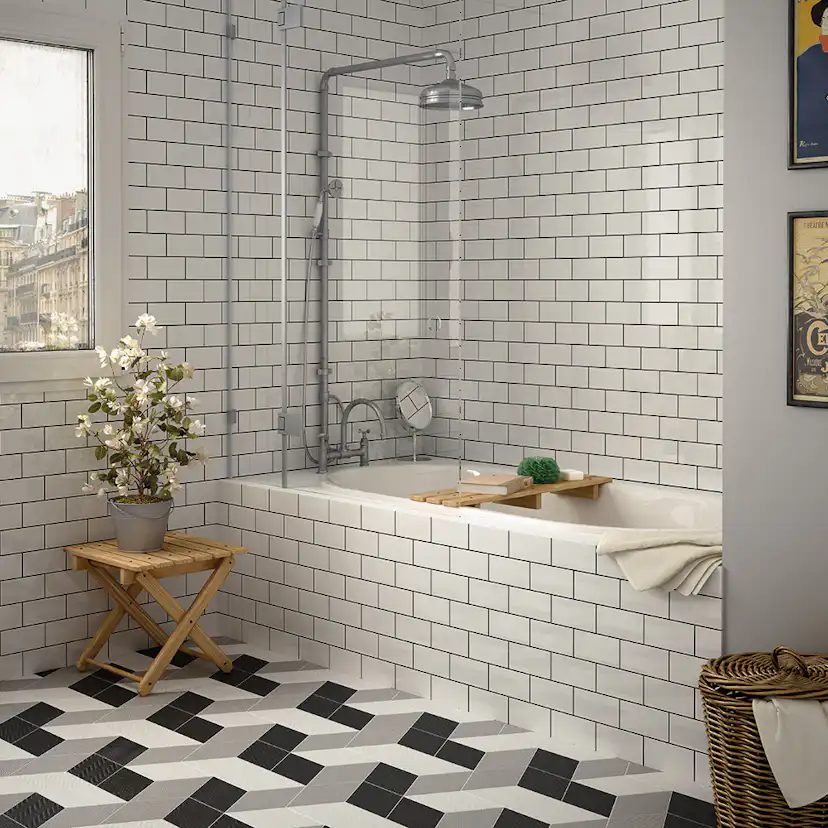 Kakel Lhådös Sekel vit blank 7,5x15 cm