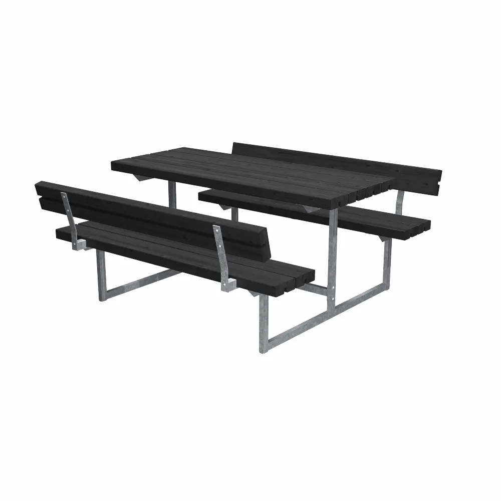 Bord/Bänkset PLUS Basic Junior 118 cm Svart med 2 Ryggstöd