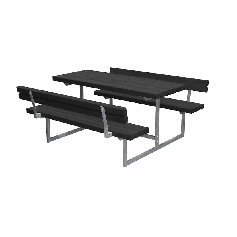 Bord/Bänkset PLUS Basic Junior 118 cm Svart med 2 Ryggstöd