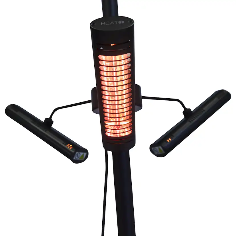 Infravärmare HEAT1 ECO High-line 3x670W Terrassvärmare för Parasol, Svart Aluminium